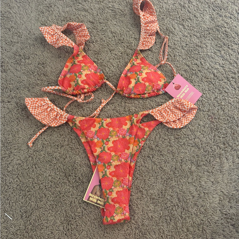 NWT strawberry milk mob bikini
